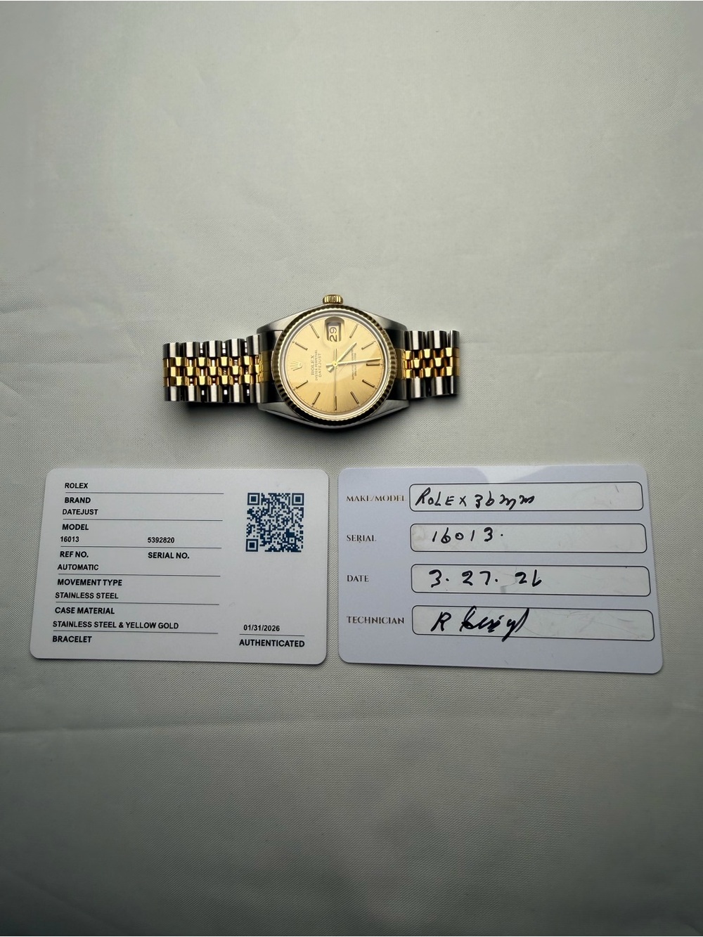 Rolex Datejust 36mm 16013 Jubilee Two Tone 18k Gold Steel Champagne Dial 1978 - Picture 2 of 14